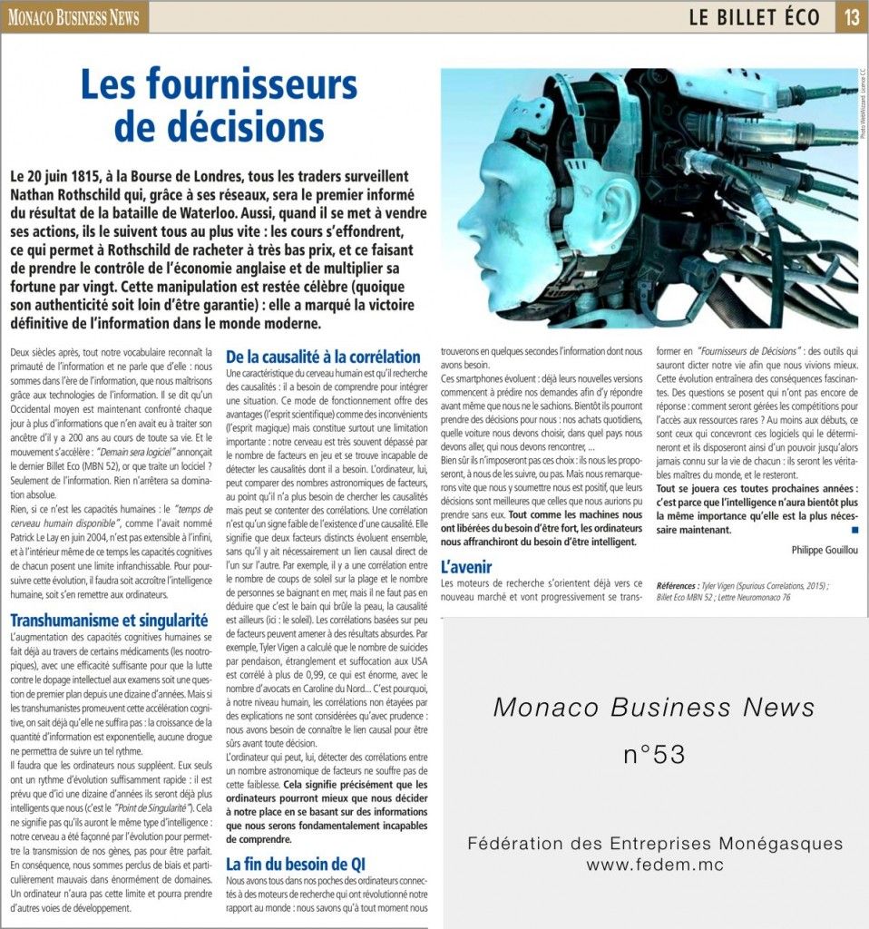 Les fournisseurs de decisions