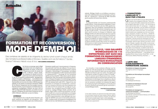 Article Monaco Hebdo sur la Formation Professionnelle a Monaco